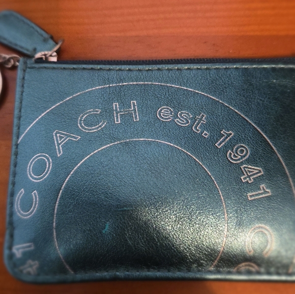 Coach Turquoise Metallic Key Chain Coin/Card Wallet - Picture 5 of 8
